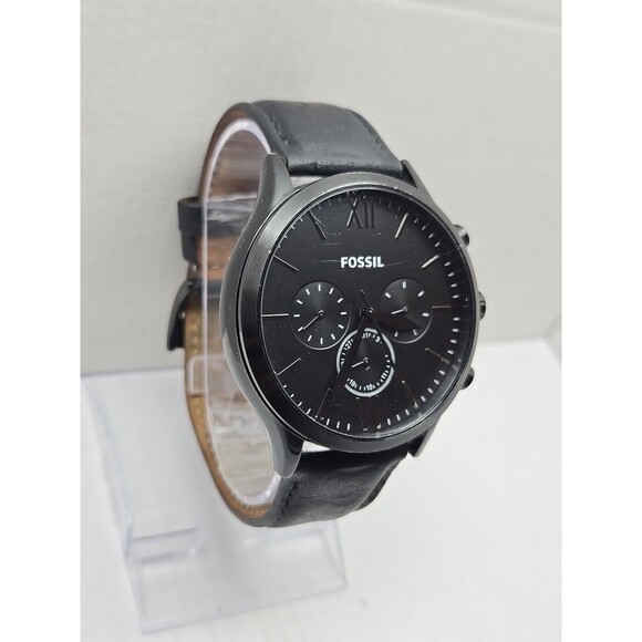 Fossil BQ2360 Fenmore Flynn Neutra Chronograph Black Leather Watch New Battery - Picture 3 of 12